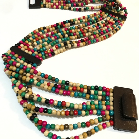 NWOT - Elastic Wood Bead Belt, Multicolor - Picture 6 of 7